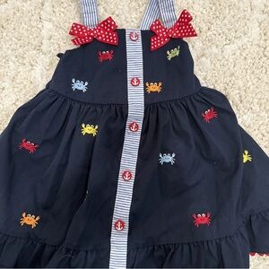 Good Lad Navy Dress with Embroidered Crabs
